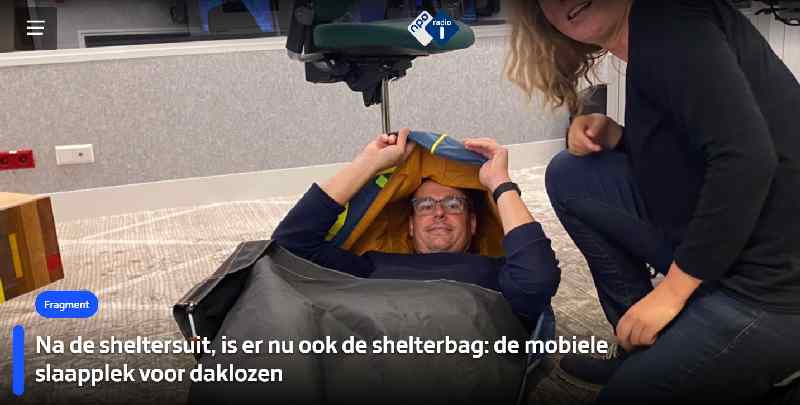 Radio-interview op NPO1: Met Bas Timmer en Joy Falkena met belevenissen rondom de sheltersuits/bags.