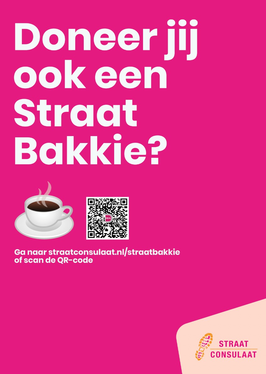 doneer straatbakkie, uitgestelde koffie
